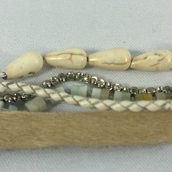 Victoria Emerson Boho Cuff Bracelet Shells Silver Tone Multistrand Layered Boho - Picture 8 of 11